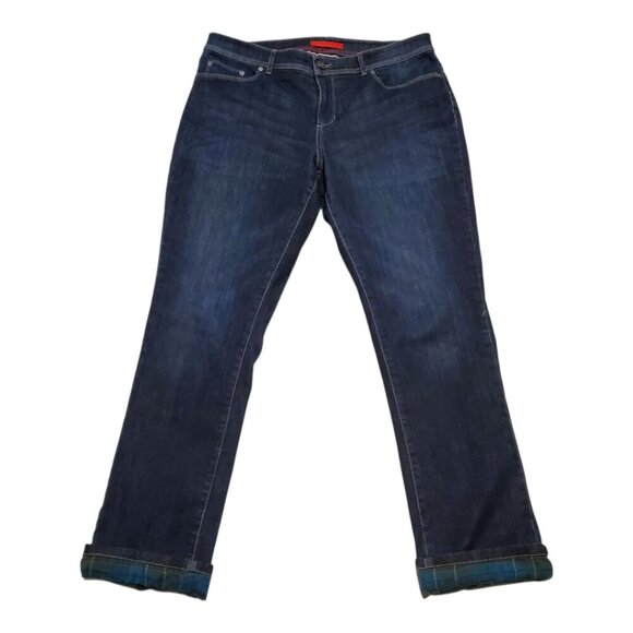 LL BEAN SZ 12 Reg. Women's Performance Stretch Flannel Lined Blue Jeans - Picture 1 of 14